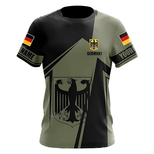 YuanDiann 2024 Europäisch Fußballpokal Deutschland Fans Jubeln Sport Casual Herren Damen Nationalflaggendruck Kurzarm Rundhals Atmungsaktiv Schnell Trocknend Fanshirt 19# L von YuanDiann