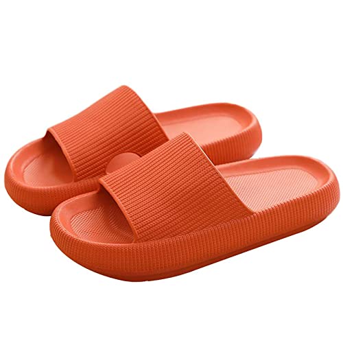 YuanDiann Badeschuhe Herren Damen Tragbar rutschfest Leicht Duschschuhe Cloudyzz Schlappi Schlappen Sommer Garten Badeschuhe Pantoletten Indoor und Outdoor Hausschuhe (Orange 38-39 EU) von YuanDiann