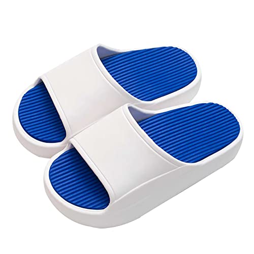 YuanDiann Badeschuhe Herren Damen Tragbar rutschfest Leicht Duschschuhe Schlappen Sommer Garten Slippers Pantoletten Strand Sandalen Indoor und Outdoor Hausschuhe (Weiß + Blau 40-41 EU) von YuanDiann