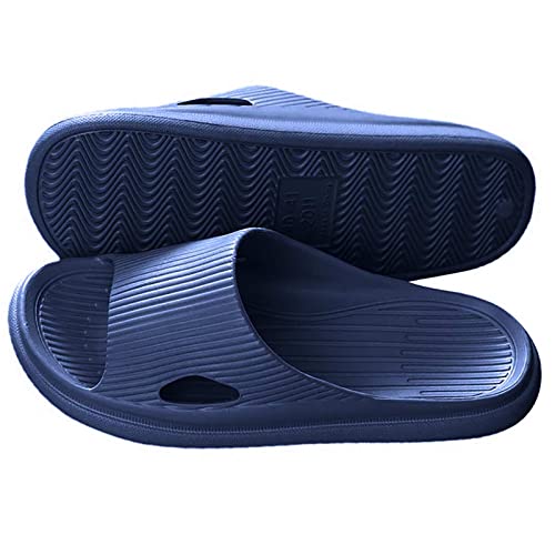 YuanDiann Badeschuhe Herren Damen Tragbar rutschfest Leicht Duschschuhe Schlappi Schlappen Sommer Garten Badeschuhe Pantoletten Indoor und Outdoor Hausschuhe (Dunkelblau 44-45 EU) von YuanDiann