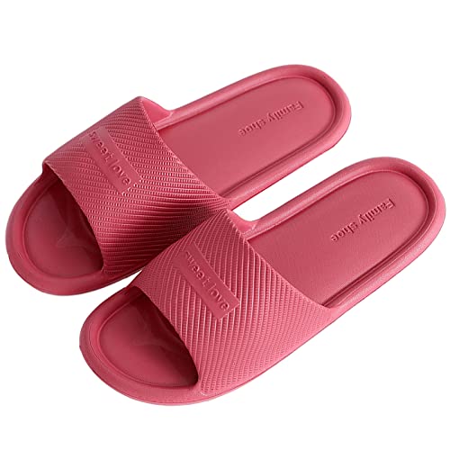 YuanDiann Badeschuhe Herren Damen Tragbar rutschfest Leicht Duschschuhe Sommer Schlappen Slippers Duschpantoffel Indoor und Outdoor Hausschuhe (Weinrot 38-39 EU) von YuanDiann