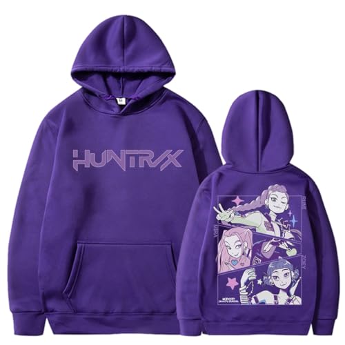 YuanDiann Damen Herren Huntrix Hoodies Cartoon Drucken Loose Kapuzenpullover Samtfutter Pullis Jugendliche Sport Casual Sweatshirt mit Kapuze Geschenk​ ViolettM von YuanDiann