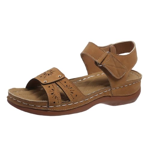 YuanDiann Damen Sandalen – Retro Stil Römisches Design, Sommer Casual PU Obermaterial, Gummisohle Bequem Atmungsaktiv Hohl Barfußsandalen Dunkelbraun 42 YuanDiann Damen Sandalen – Retro Stil Römisches Design, Sommer Casual PU Obermaterial, Gummisohle Bequem Atmungsaktiv Hohl Barfußsandalen Dunkelbraun 42 von YuanDiann