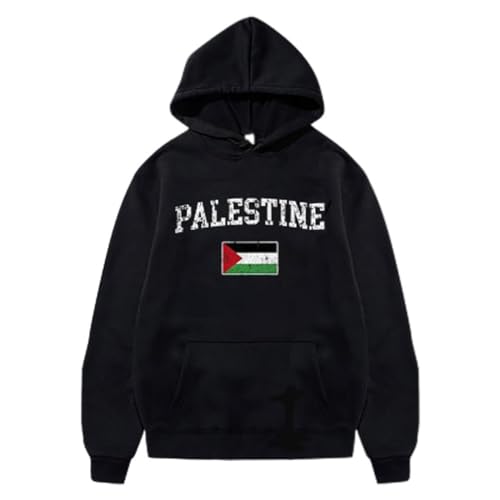 YuanDiann Free Palestine Hoodies Herren Damen Flaggendruck Trainingsanzug mit Kapuze Kapuzenpullover Samtfutter Warm Mode Lässig Hip Hop Teenager Lose Sweatshirt 16# XL von YuanDiann
