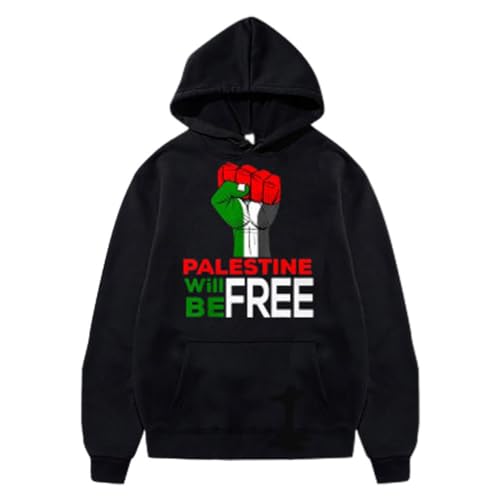 YuanDiann Free Palestine Hoodies Herren Damen Flaggendruck Trainingsanzug mit Kapuze Kapuzenpullover Samtfutter Warm Mode Lässig Hip Hop Teenager Lose Sweatshirt 20# M von YuanDiann