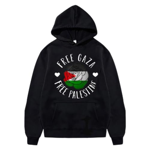 YuanDiann Free Palestine Hoodies Herren Damen Flaggendruck Trainingsanzug mit Kapuze Kapuzenpullover Samtfutter Warm Mode Lässig Hip Hop Teenager Lose Sweatshirt 21# 3XL von YuanDiann