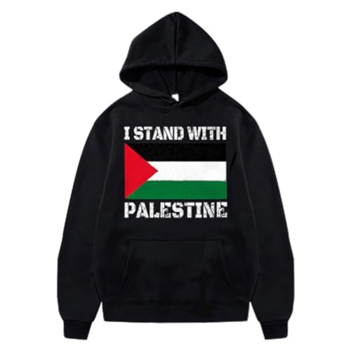 YuanDiann Free Palestine Hoodies Herren Damen Flaggendruck Trainingsanzug mit Kapuze Kapuzenpullover Samtfutter Warm Mode Lässig Hip Hop Teenager Lose Sweatshirt 23# L von YuanDiann