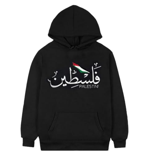 YuanDiann Free Palestine Hoodies Herren Damen Flaggendruck Trainingsanzug mit Kapuze Kapuzenpullover Samtfutter Warm Mode Lässig Hip Hop Teenager Lose Sweatshirt 3# L von YuanDiann