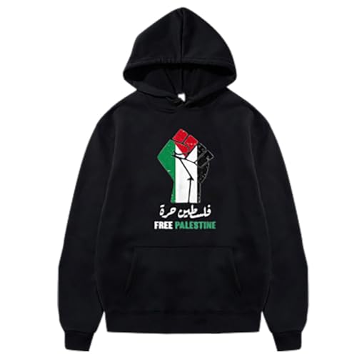 YuanDiann Free Palestine Hoodies Herren Damen Flaggendruck Trainingsanzug mit Kapuze Kapuzenpullover Samtfutter Warm Mode Lässig Hip Hop Teenager Lose Sweatshirt 8# M von YuanDiann