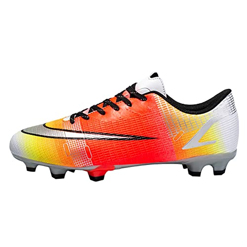 YuanDiann Fußballschuhe Herren Spikes Cleats Erwachsene Kinder Outdoor Sport Fußball Schuhe Leichtathletik Professionelle Grass Trainingsschuhe Orange 41 von YuanDiann