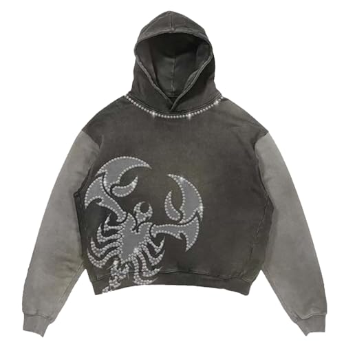 YuanDiann Gothic Y2K Skelett Kapuzenpullis mit Punk Design - Unisex Street Mode Sweatshirt mit Kapuze​ Sport Casual Hoodie Hip Hop Kapuzenpullover 3# XL von YuanDiann