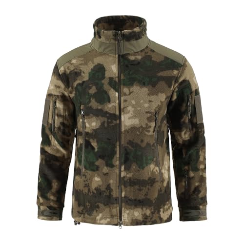 YuanDiann Herren Fleecejacke Outdoor Armee Taktische Jacke Doppelseitiges Vlies Winddicht Warm Wander Camping Trekking Jagd Sport Mäntel übergangsjacke FG Camo L von YuanDiann