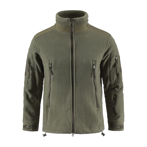 YuanDiann Herren Fleecejacke Outdoor Armee Taktische Jacke Doppelseitiges Vlies Winddicht Warm Wander Camping Trekking Jagd Sport Mäntel übergangsjacke Grün S von YuanDiann