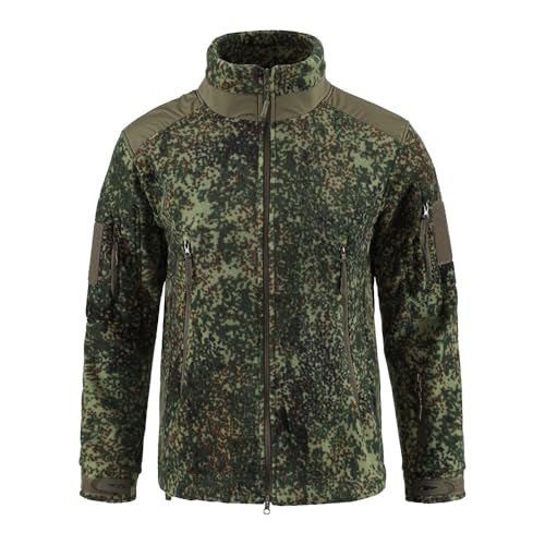 YuanDiann Herren Fleecejacke Outdoor Armee Taktische Jacke Doppelseitiges Vlies Winddicht Warm Wander Camping Trekking Jagd Sport Mäntel übergangsjacke Russische Camo 3XL von YuanDiann