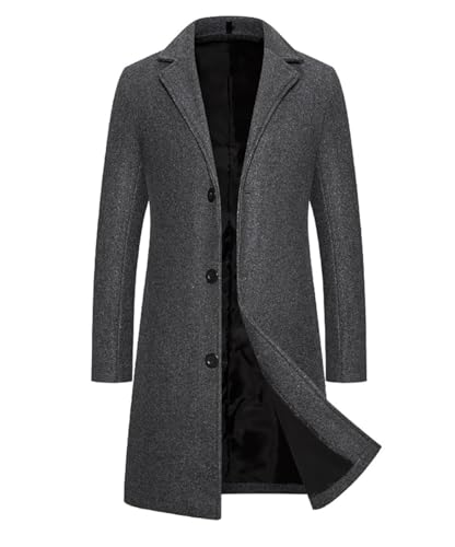 YuanDiann Herren Lang Wollmantel Herbst Winter Slim Fit Wollejacke Casual Business Trenchcoat Mantel Winterjacke Einreihig Windbreaker Mode Revers Dufflecoat Übergangsjacke Dunkelgrau 4XL YuanDiann Herren Lang Wollmantel Herbst Winter Slim Fit Wollejacke Casual Business Trenchcoat Mantel Winterjacke Einreihig Windbreaker Mode Revers Dufflecoat Übergangsjacke Dunkelgrau 4XL von YuanDiann