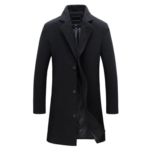 YuanDiann Herren Lang Wollmantel Herbst Winter Slim Fit Wollejacke Casual Business Trenchcoat Mantel Winterjacke Einreihig Windbreaker Mode Revers Dufflecoat Übergangsjacke Schwarz XXL YuanDiann Herren Lang Wollmantel Herbst Winter Slim Fit Wollejacke Casual Business Trenchcoat Mantel Winterjacke Einreihig Windbreaker Mode Revers Dufflecoat Übergangsjacke Schwarz XXL von YuanDiann