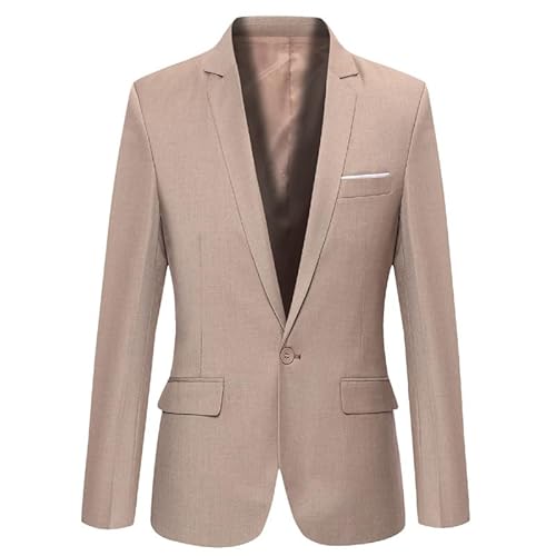 YuanDiann Herren Sakko Mode Blazer Business Casual Slim Fit Anzug Jacke Sportlich Freizeit Einreihig Hochzeit Trauzeuge Anzugjacke Festliche Smokings Khaki L von YuanDiann