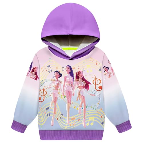 YuanDiann Huntrix Kinder Kapuzenpullover Mädchen Karikatur 3D Drucken Hoodie Kapuzenpullis Pullover Geburtstags Sweatshirt mit Kapuze 100-160 cm 5# Lila 140 von YuanDiann