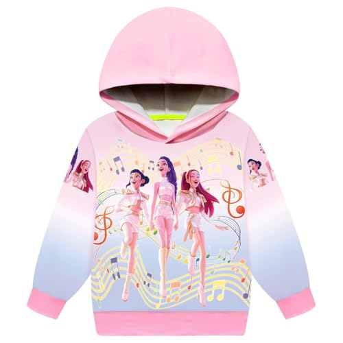 YuanDiann Huntrix Kinder Kapuzenpullover Mädchen Karikatur 3D Drucken Hoodie Kapuzenpullis Pullover Geburtstags Sweatshirt mit Kapuze 100-160 cm 5# Rosa 120 von YuanDiann