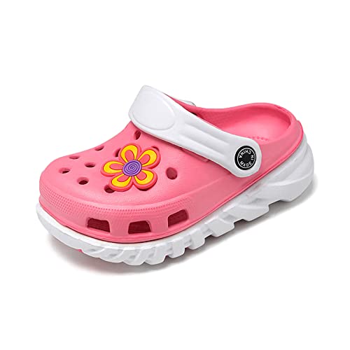 YuanDiann Kinder Clogs Jungen Mädchen Hausschuhe Sandalen rutschfest Leicht Atmungsaktiv Eva Gartenschuhe Kleinkinder Surfen Sommer Schuhe Schwimmbad (Wassermelonenrot 35 EU) von YuanDiann