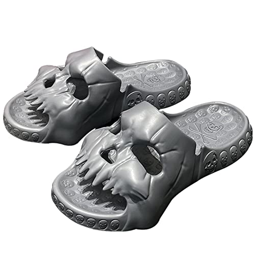 YuanDiann Lustige Totenkopf Slides Herren Damen, Tragbar rutschfest Leicht Duschschuhe Wolkenschuhe Schlappen Sommer Garten Hausschuhe Badeschuhe Pantoletten Indoor und Outdoor Grau 40-41 EU YuanDiann Lustige Totenkopf Slides Herren Damen, Tragbar rutschfest Leicht Duschschuhe Wolkenschuhe Schlappen Sommer Garten Hausschuhe Badeschuhe Pantoletten Indoor und Outdoor Grau 40-41 EU von YuanDiann