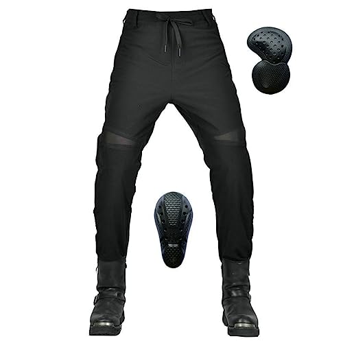 YuanDiann Motorradhose Atmungsaktiv Sommer Motorrad Stretch Herren Textil Bikerhose mit Verbesserter Protektoren Schwarz L von YuanDiann