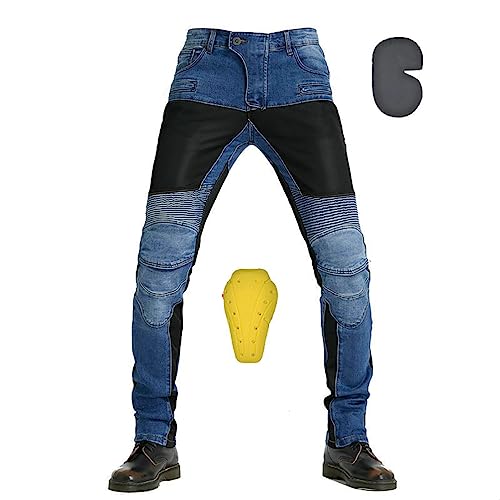 YuanDiann Motorradhose Sommer Atmungsaktiv Motorrad Jeans Stretch Herren Textil Jeanshose mit Protektoren Blau S von YuanDiann