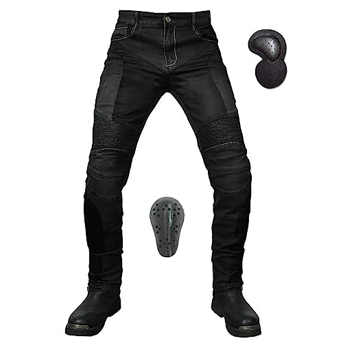 YuanDiann Motorradhose Sommer Atmungsaktiv Motorrad Jeans Stretch Herren Textil Jeanshose mit Verbesserter Protektoren Schwarz XXL von YuanDiann