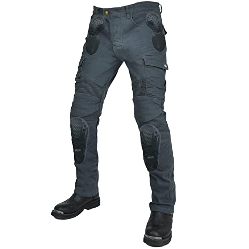 YuanDiann Motorradhose wasserdichte Motorrad Jeans Stretch Herren Textil Jeanshose mit Verbesserter Protektoren Grau M von YuanDiann