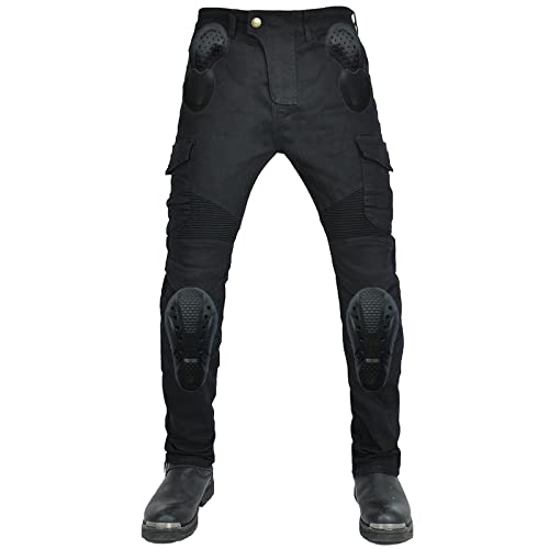 YuanDiann Motorradhose wasserdichte Motorrad Jeans Stretch Herren Textil Jeanshose mit Verbesserter Protektoren Schwarz L von YuanDiann