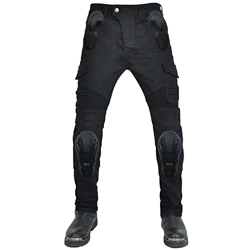 YuanDiann Motorradhose wasserdichte Motorrad Jeans Stretch Herren Textil Jeanshose mit Verbesserter Protektoren Schwarz XL von YuanDiann