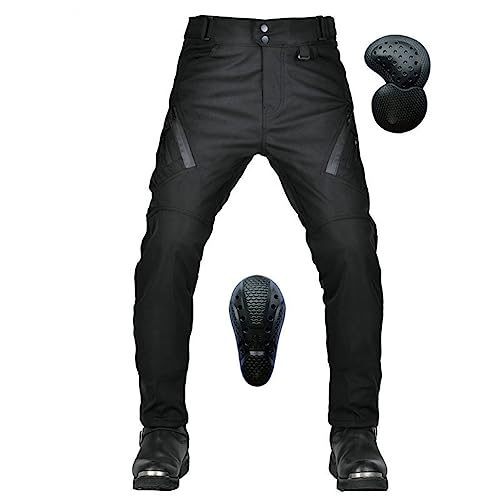 YuanDiann Motorradhose wasserdichte Winddicht Einstellbar Herren Textil Motorrad Bikerhose mit Verbesserter Protektoren Schwarz 3XL von YuanDiann