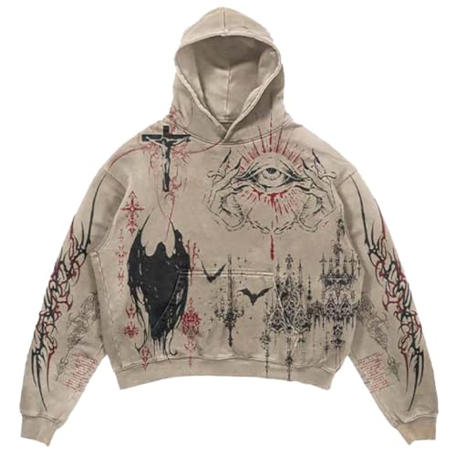 YuanDiann Punk Retro Skelett Kapuzenpullover - Y2K Gothic Inspiration für Unisex Herren Damen Mode Kapuzenpullis Sweatshirt mit Kapuze​ Casaul Hoodie 2# 3XL von YuanDiann