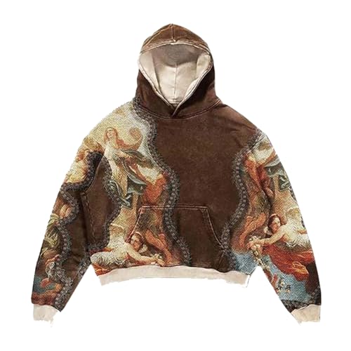 YuanDiann Y2K Retro Skelett Hoodie mit Punk Gothic Muster - Unisex Kapuzenpullover Herren Damen Sport Casual Kapuzenpullis​ Hip Hop Sweatshirt mit Kapuze​ 2# S von YuanDiann