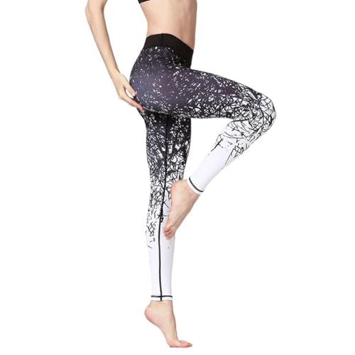 YuanDiannn Damen Yoga Leggings Blumen Stretch Push Up Sport Trainings Fitness Bunte Tights Formende Kompressions Ausgefallene Laufhosen Leggins 3# M von YuanDiann