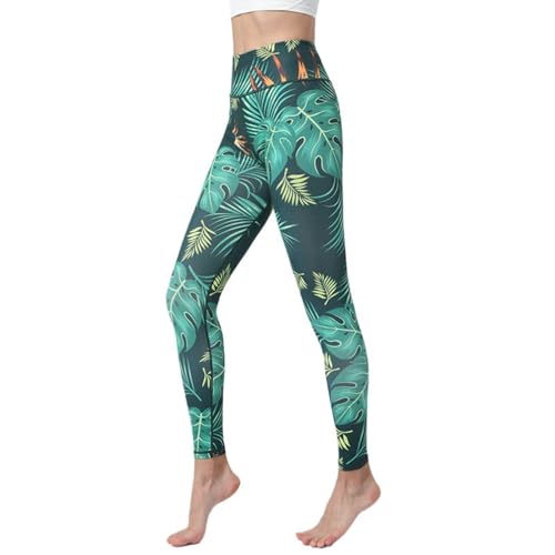 YuanDiannn Damen Yoga Leggings Blumen Stretch Push Up Sport Trainings Fitness Bunte Tights Formende Kompressions Ausgefallene Laufhosen Leggins 30# L von YuanDiann