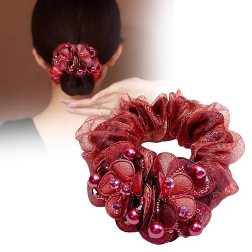 Blumen-Haargummis für Damen, Strass, elastische Haarbänder, große elastische Haargummis, funkelnde Kristall-Pferdeschwanz-Halter, Haar für Partys, den täglichen Gebrauch, Gummibänder und Krawatten, Blumen-Haargummis für Damen, Strass, elastische Haarbänder, große elastische Haargummis, funkelnde Kristall-Pferdeschwanz-Halter, Haar für Partys, den täglichen Gebrauch, Gummibänder und Krawatten, von YuanHolumid