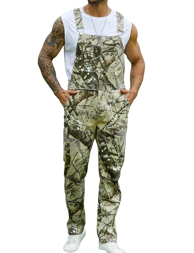 Yuanbang Camouflage-Latzhose für Herren, verstellbare Träger, Arbeits-Overall, Camouflage-Overall, Beige Camo-1, XL von Yuanbang