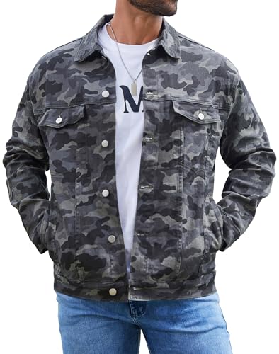 Yuanbang Tarnjacken für Herren, Trucker, ungefüttert, Camouflage-Mäntel, Jagdkleidung, Grau, Camo, XL von Yuanbang