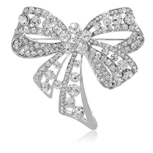 Yuanchu Damen Brosche,Strass Brosche mit Großer Schleife Glitzernde Damen Anstecknadeln Diamant Broschen für Partys Bankette Schal dekoriert Kleidung Modeschmuck Mantel Zubehör Schmuck Geschenke von Yuanchu