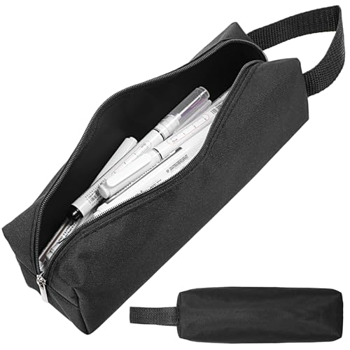 Yuanchu Federmäppchen Mäppchen, Wasserdicht Reißverschluss Pencil Case mit Griff Verschleißfest Federtasche Mädchen Schlampermäppchen Junge Stiftemäppchen Stiftemappe Schwarz Etui Stifte für Büro von Yuanchu