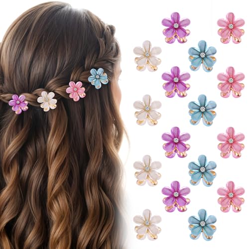 Yuanchu Kleine Blumen Haarspangen, 16 St Mini Diamant Blumen Haarspange Blume Haarspangen Mädchen Pearl Klein Haarklammer Haarschmuck Mädchen Für Damen Geburtstag Party Hochzeitsfeier von Yuanchu