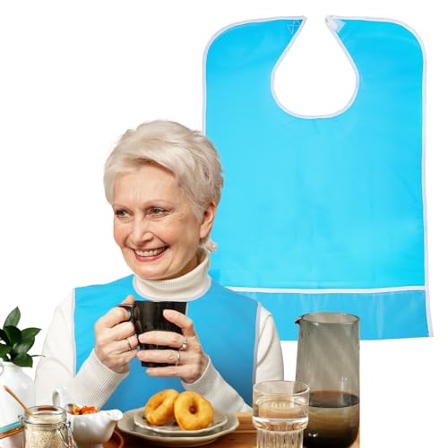 Yuanchu Lätzchen für Erwachsene, Wasserdichte PVC Lätzchen mit Krümelfänger für Senioren Abwaschbar Schlabberlatz Kleidungsschutz Mehrweg Latz für Ältere zum Essen Menschen Behinderte Männer Frauen von Yuanchu