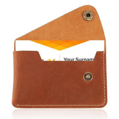 Yuanchu Visitenkartenetui Flip-Stil,Rinds Leder Kartenetui Vintage Kreditkartenetui Slim Kreditkartenhülle Flache Geldbörse Tasche Business Name Karten Halter Brieftasche für Damen Herren (Braun) von Yuanchu