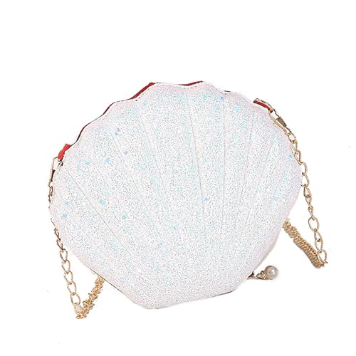 Yuannee Damen Muschel Tasche,Frauen Mädchen Glitter Pailletten Mini Perle Shell Handtasche Muschel Sammeltasche Meerjungfrau Tasches Kinder Strandtasche Tasche für Hochzeit Wedding Party von Yuannee
