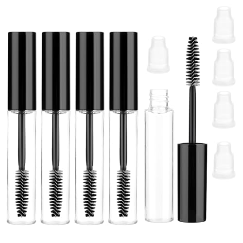 Yuannee Leere Mascara Flasche mit Wimpern Zauberstab,5 PCS Nachfüllbare Flasche Leer Röhren Cremebehälter Lipgloss Eyeliner für Verlängerung der Wimpern DIY Wimperncreme Mascara (10 ML Schwarz) von Yuannee