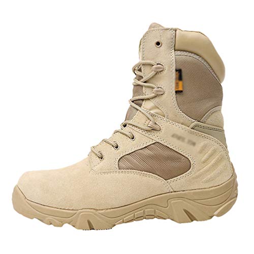 Yuanu Herren Wanderschuhe Wasserdicht Gummisohle Hoch Schuhe Herbst Winter Freizeit Draussen Trekking Klettern Urwald Wüste Warm Reißverschluss Männlich Sport Schuhwerk Sand Farbe 43 EU von Yuanu