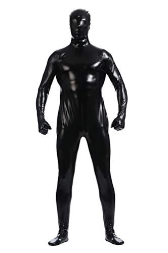 Yuanu Unisex Reine Farbe Beschichtung Adhesive All Inclusive Ganzkörperanzug Cosplay Bühnen Performance Zentai Onesies Schwarz M von Yuanu