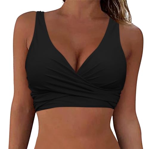 Bikini BH Dame Bademoden Bikinioberteil Große Brüste Damen Push up Bikini Top Gepolstert Swimsuit Bra Sport Trocknend Padded Bikini Swim Oberteil Rückenfrei Bikinioberteil mit Polster (Black-b, XL) von Yubenhong