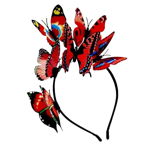 Schmetterling Fascinator Stirnband Schmetterling Haarreif Schmetterlings Party Haarreif Kopfschmuck Haarschmuck Haarband für Damen Mädchen Halloween Party Cosplay Braut Schmetterling (Red, One Size) Schmetterling Fascinator Stirnband Schmetterling Haarreif Schmetterlings Party Haarreif Kopfschmuck Haarschmuck Haarband für Damen Mädchen Halloween Party Cosplay Braut Schmetterling (Red, One Size) von Yubenhong